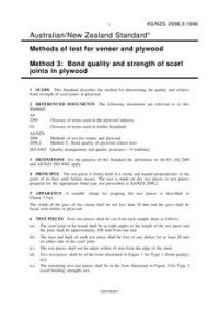 AS/NZS 2098.3: 12/05/1996 Methods of test for veneer and plywood, Method 3: Bond quality and strength of scarf joints in plywood