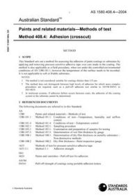 AS 1580.408.4: 11/26/2004 Paints and related materials – Methods of test, Method 408.4: Adhesion (crosscut)