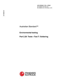 AS 60068.2.20: 01/01/2004 Environmental testing, Part 2.20: Tests – Test T: Soldering