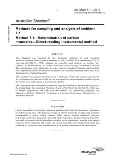 AS 3580.7.1: 08/09/2011 Methods for sampling and analysis of ambient air, Method 7.1: Determination of carbon monoxide – Direct-reading instrumental method