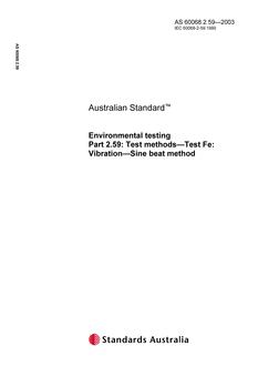 AS 60068.2.59: 01/01/2003 Environmental testing, Part 2.59: Tests – Test Fe: Vibration – Sine beat method