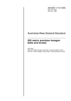 AS/NZS 1110: 10/05/1995 ISO metric precision hexagon bolts and screws