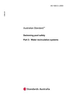 AS 1926.3: 01/01/2003 Swimming pool safety – Water recirculation systems
