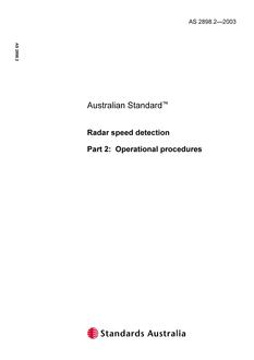 AS 2898.2: 08/11/2003 Radar speed detection, Part 2: Operational procedures