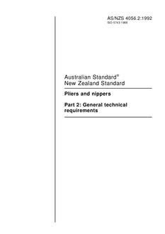 AS/NZS 4056.2: 09/14/1992 Pliers and nippers, Part 2: General technical requirements