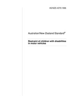 AS/NZS 4370: 03/05/1996 Restraint of children with disabilities in motor vehicles