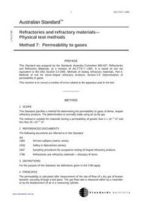 AS 1774.7: 01/01/2001 Refractories and refractory materials – Physical test methods – Permeability to gases