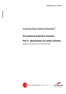 AS/NZS 2210.3: 09/25/2000 Occupational protective footwear, Part 3: Specification for safety footwear