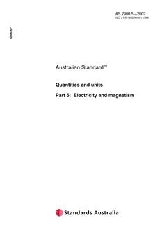 AS 2900.5: 01/01/2002 Quantities and units – Electricity and magnetism