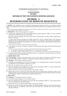 AS 2983.1: 01/01/1988 Methods of test for synthetic sporting surfaces – Determination of rebound resilience
