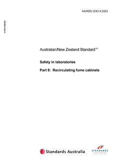 AS/NZS 2243.9: 11/17/2003 Safety in laboratories, Part 9: Recirculating fume cabinets