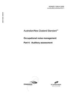 AS/NZS 1269.4: 04/06/2005 Occupational noise management, Part 4: Auditory assessment