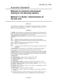 AS 2300.7.2: 05/13/1991 Methods of chemical and physical testing for the dairying industry, Method 7.2: Butter – Determination of fat and curd
