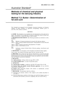 AS 2300.7.2: 05/13/1991 Methods of chemical and physical testing for the dairying industry, Method 7.2: Butter – Determination of fat and curd