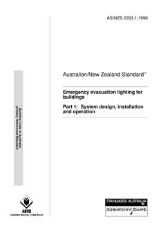 AS/NZS 2293.1: 05/05/1998 Emergency evacuation lighting for buildings, Part 1: System design, installation and operation