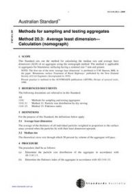 AS 1141.20.3: 08/01/2000 Methods for sampling and testing aggregates, Method 20.3: Average least dimension – Calculation (nomograph)