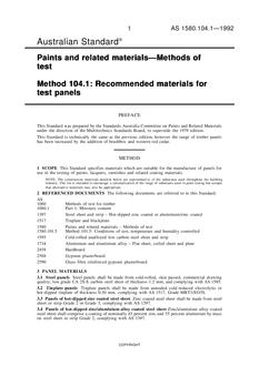 AS 1580.104.1: 02/10/1992 Paints and related materials – Methods of test, Method 104.1: Recommended materials for test panels