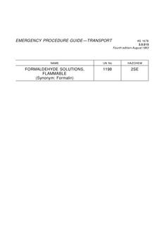 AS 1678.3.0.015: 01/01/1993 Emergency procedure guide – Transport – Formaldehyde solutions, flammable