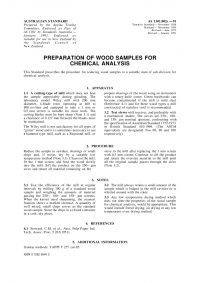 AS 1301.002S: 01/01/1991 Methods of test for pulp and paper – Preparation of wood samples for chemical analysis