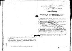AS 1441.8: 01/01/1973 Methods of test for coated fabrics, Method 8: Determination of plasticizer evaporation