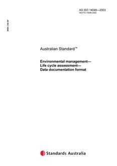 AS ISO 14048: 01/01/2003 Environmental management – Life cycle assessment – Data documentation format