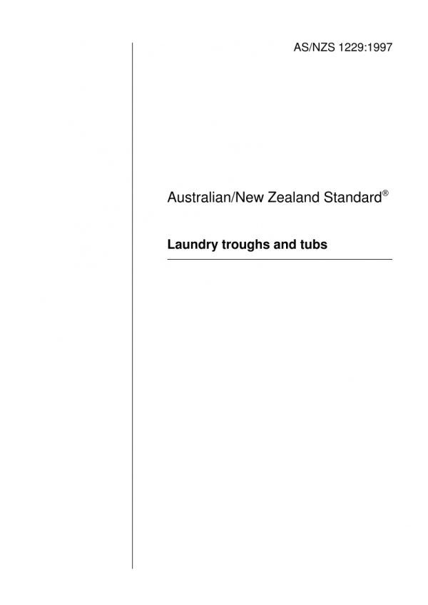 AS/NZS 1229: 02/05/1997 Laundry troughs and tubs