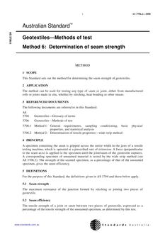 AS 3706.6: 01/01/2000 Geotextiles – Methods of test – Determination of seam strength