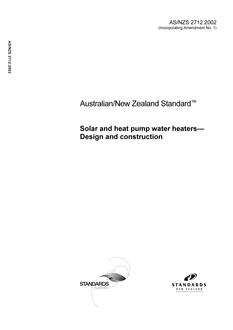 AS/NZS 2712: 08/27/2002 Solar and heat pump water heaters – Design and construction