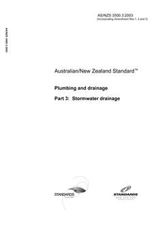 AS/NZS 3500.3: 12/15/2003 Plumbing and drainage, Part 3: Stormwater drainage