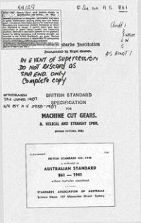 AS B61: 01/01/1941 Machine cut gears. A. Helical and straight spur