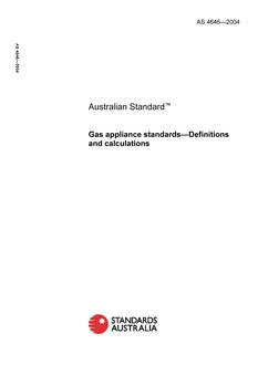 AS 4646: 07/19/2004 Gas appliance standards – Definitions and calculations