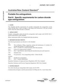 AS/NZS 1841.6: 08/31/2007 Portable fire extinguishers, Part 6: Specific requirements for carbon dioxide type extinguishers
