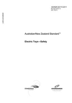 AS/NZS 62115: 10/28/2011 Electric Toys – Safety