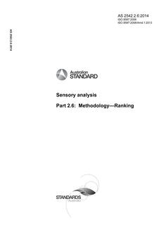 AS 2542.2.6: 12/17/2014 Sensory analysis, Part 2.6: Methodology – Ranking