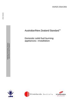 AS/NZS 2918: 11/21/2001 Domestic solid fuel burning appliances – Installation