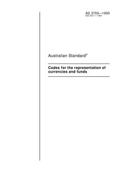 AS 3759: 01/01/1990 Codes for the representation of currencies and funds