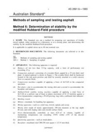 AS 2891.6: 01/01/1993 Methods of sampling and testing asphalt, Part 6: Determination of stability by the modified Hubbard-Field procedure