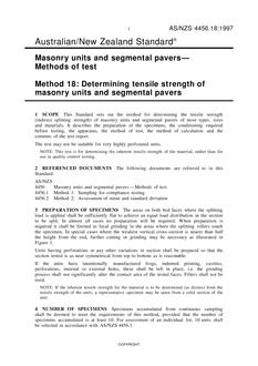 AS/NZS 4456.18: 04/05/1997 Masonry units and segmental pavers – Methods of test, Method 18: Determining tensile strength of masonry units and segmental pavers