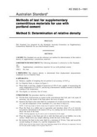 AS 3583.5: 03/27/1991 Methods of test for supplementary cementitious materials for use with portland cement, Method 5: Determination of relative density
