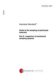 AS 4433.6: 12/27/2000 Guide to the sampling of particulate materials – Inspection of mechanical sampling systems