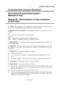 AS/NZS 4266.29: 06/05/1996 Reconstituted wood-based panels – Methods of test, Method 29: Determination of heat resistance of PVC films