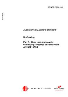 AS/NZS 1576.6: 08/25/2000 Scaffolding, Part 6: Metal tube-and-coupler scaffolding – Deemed to comply with AS/NZS 1576.3