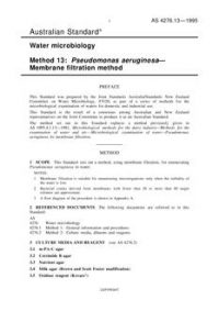 AS 4276.13: 01/01/1995 Water microbiology – Pseudomonas aeruginosa – Membrane filtration method