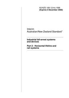 AS/NZS 1891.2(INT): 12/05/1998 Industrial fall-arrest systems and devices, Part 2: Horizontal lifeline and rail systems
