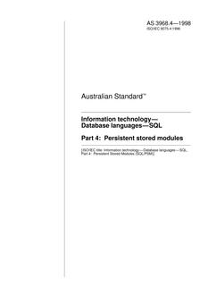 AS 3968.4: 01/01/1998 Information technology – Database languages – SQL, Part 4: Persistent stored modules