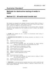 AS 2205.2.2: 01/01/1997 Methods for destructive testing of welds in metal – All-weld-metal tensile test