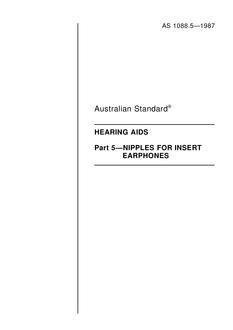 AS 1088.5: 01/01/1987 Hearing aids – Nipples for insert earphones