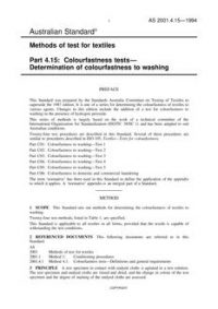 AS 2001.4.15: 01/01/1994 Methods of test for textiles, Method 4.15: Colourfastness tests – Determination of colourfastness to washing