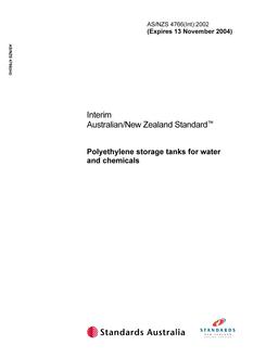 AS/NZS 4766(INT): 11/13/2002 Polyethylene storage tanks for water and chemicals