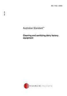 AS 1162: 01/01/2000 Cleaning and sanitizing dairy factory equipment